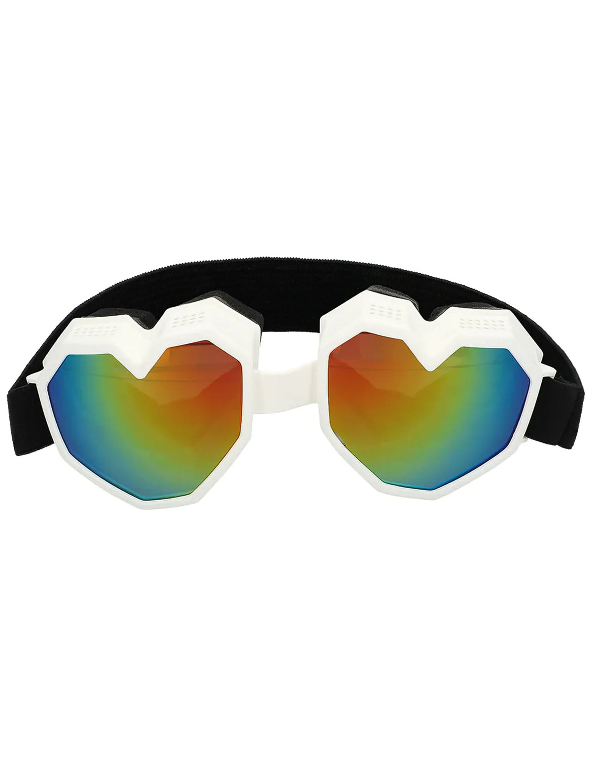 Vue de face des lunettes de ski cœur pour adulte