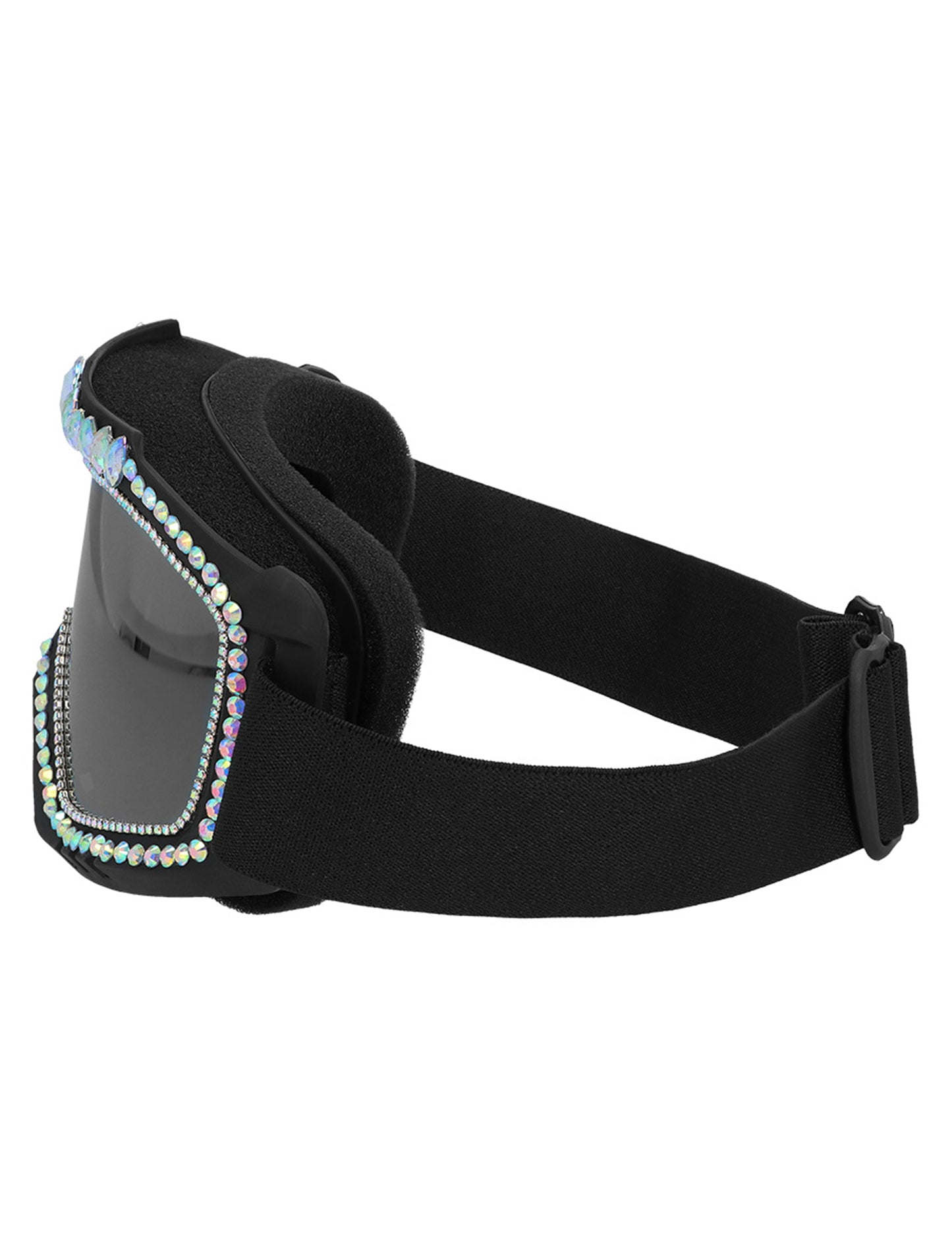 Vue de profil des lunettes de ski avec strass pour adulte