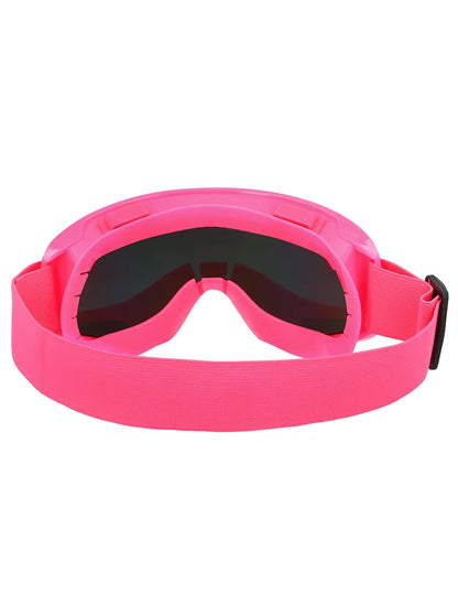 Vue arrière des lunettes de ski rose fluo pour adultes
