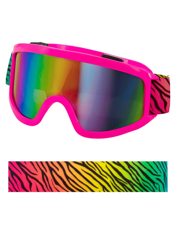 Rózsaszín sí szemüveg színes zebra fejpánttal 