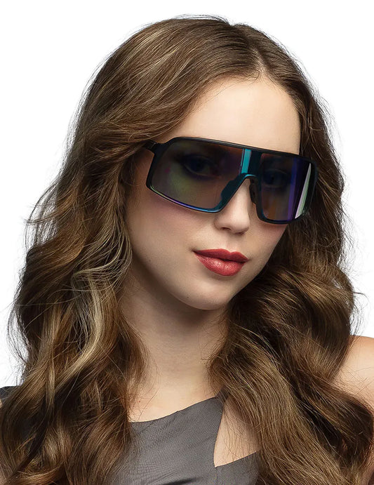 Vue de face des lunettes de festival à reflets