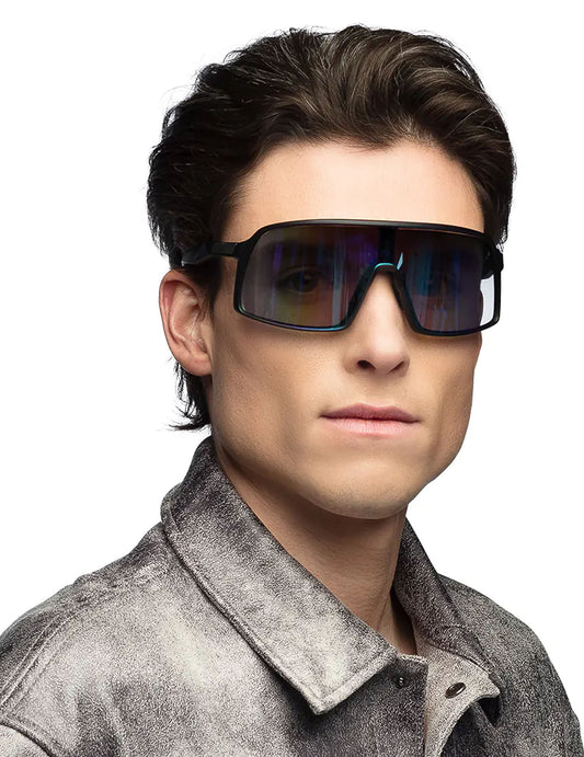 Lunettes de festival à reflets pour adulte noires à verres irisés