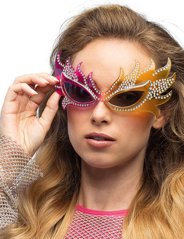 Felnőtt strasszos láng szemüveg