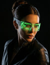 Lunettes futuristes avec LED pour adulte verte à motifs lumineux