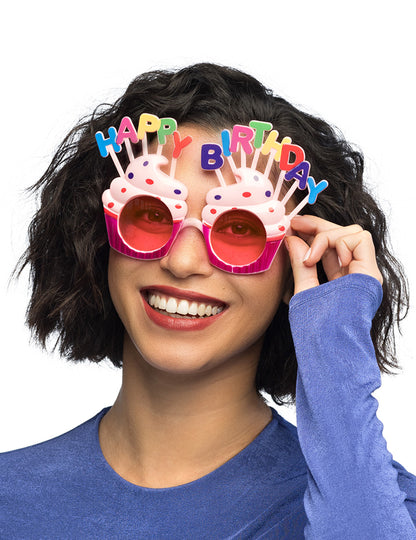 Boldog születésnapot szemüveg cupcake felnőtt