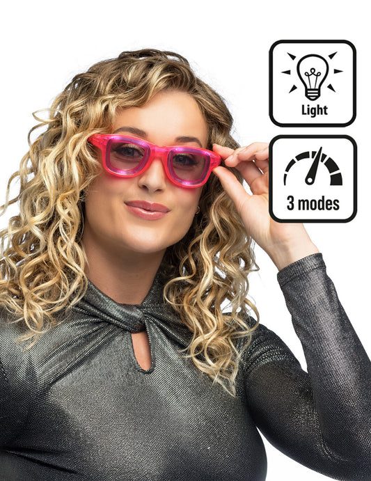 Détail des fonctionnalités lumineuses et des 3 modes des lunettes lumineuses à LED