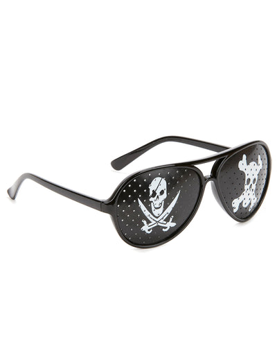 Lunettes pirate pour adulte noires avec motifs de têtes de mort