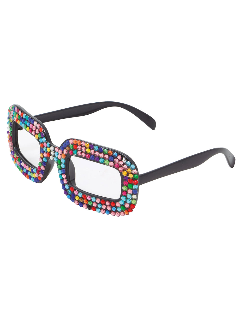 Vue de profil des lunettes pop pour adulte multicolores à strass