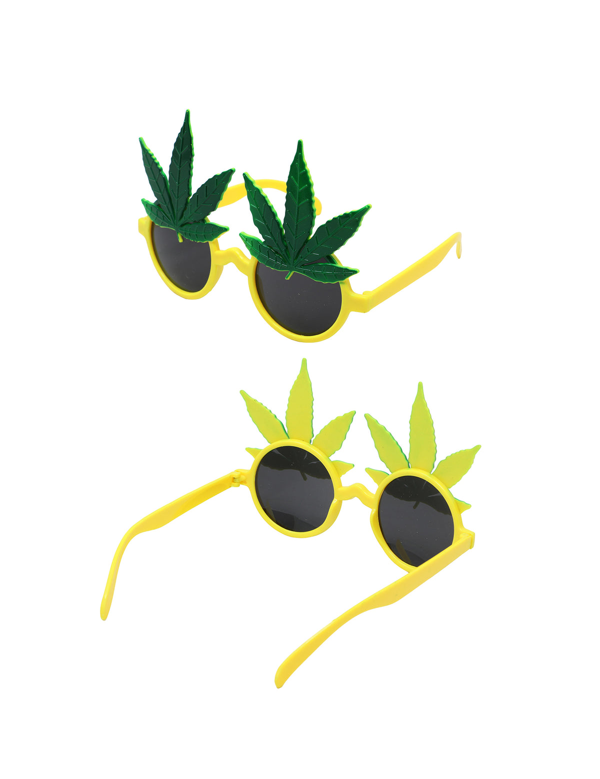 Vues de face et de dos des lunettes rastas avec feuilles pour adulte