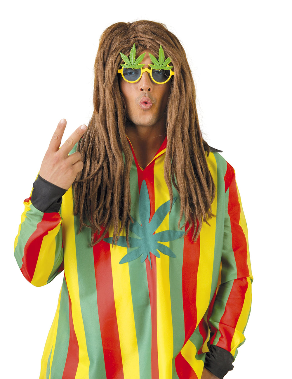 Lunettes rastas avec feuilles pour adulte jaune et vert