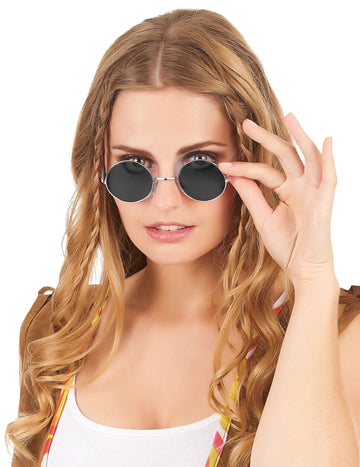 Felnőtt hippi fekete kerek szemüveg