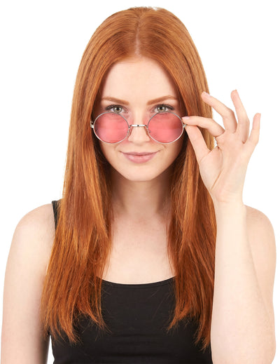 Lunettes rondes rouges de hippie adulte