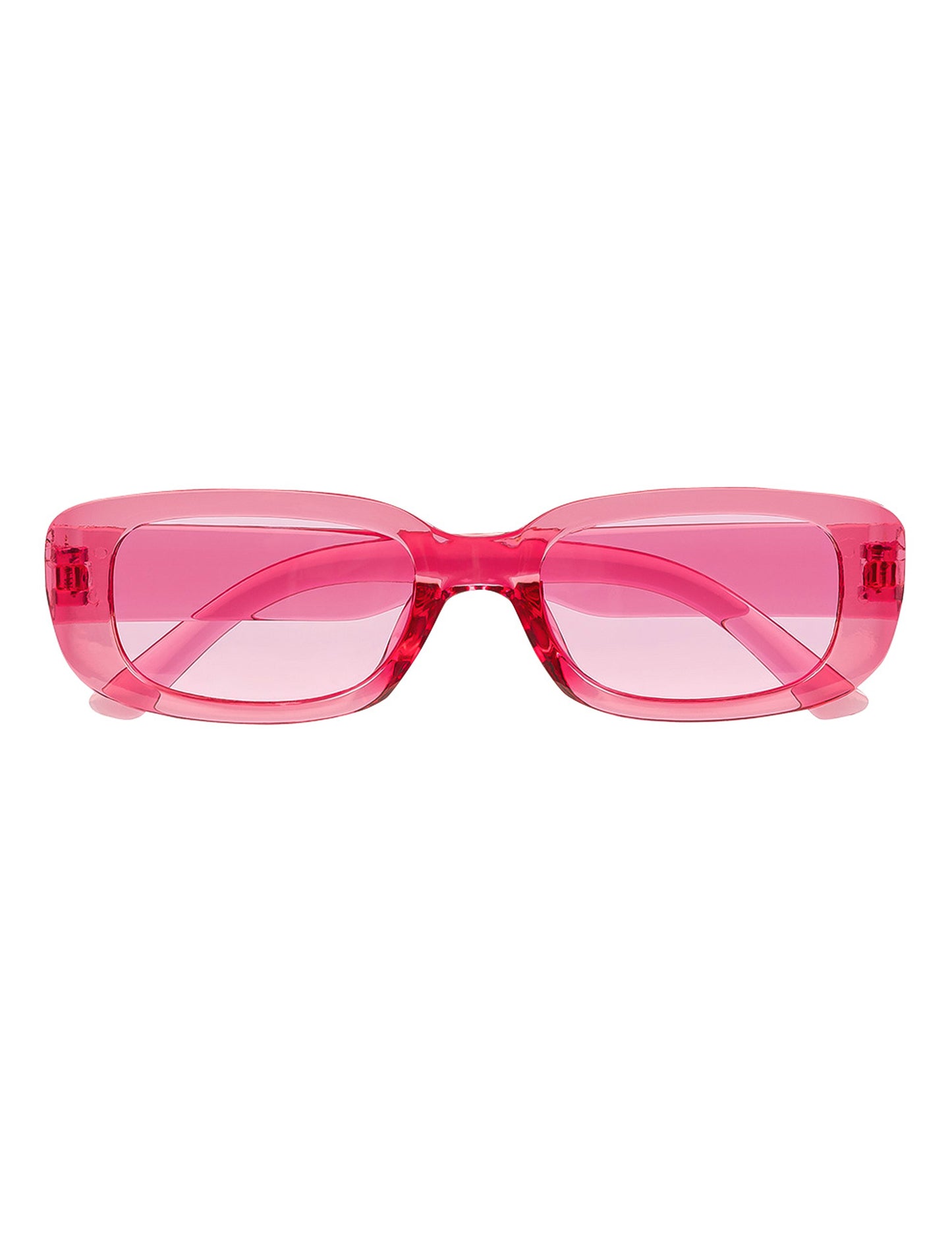 Vue de face des lunettes roses transparentes pour adulte turn off