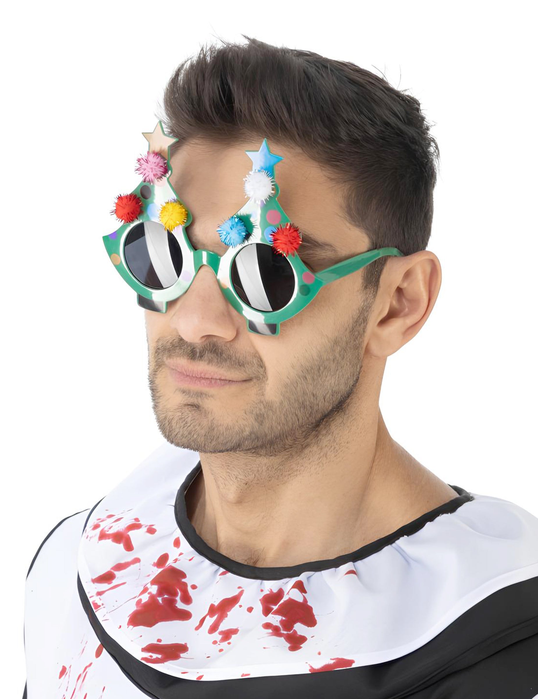 Vue de profil des lunettes sapin de Noël Terrifier™ pour adulte