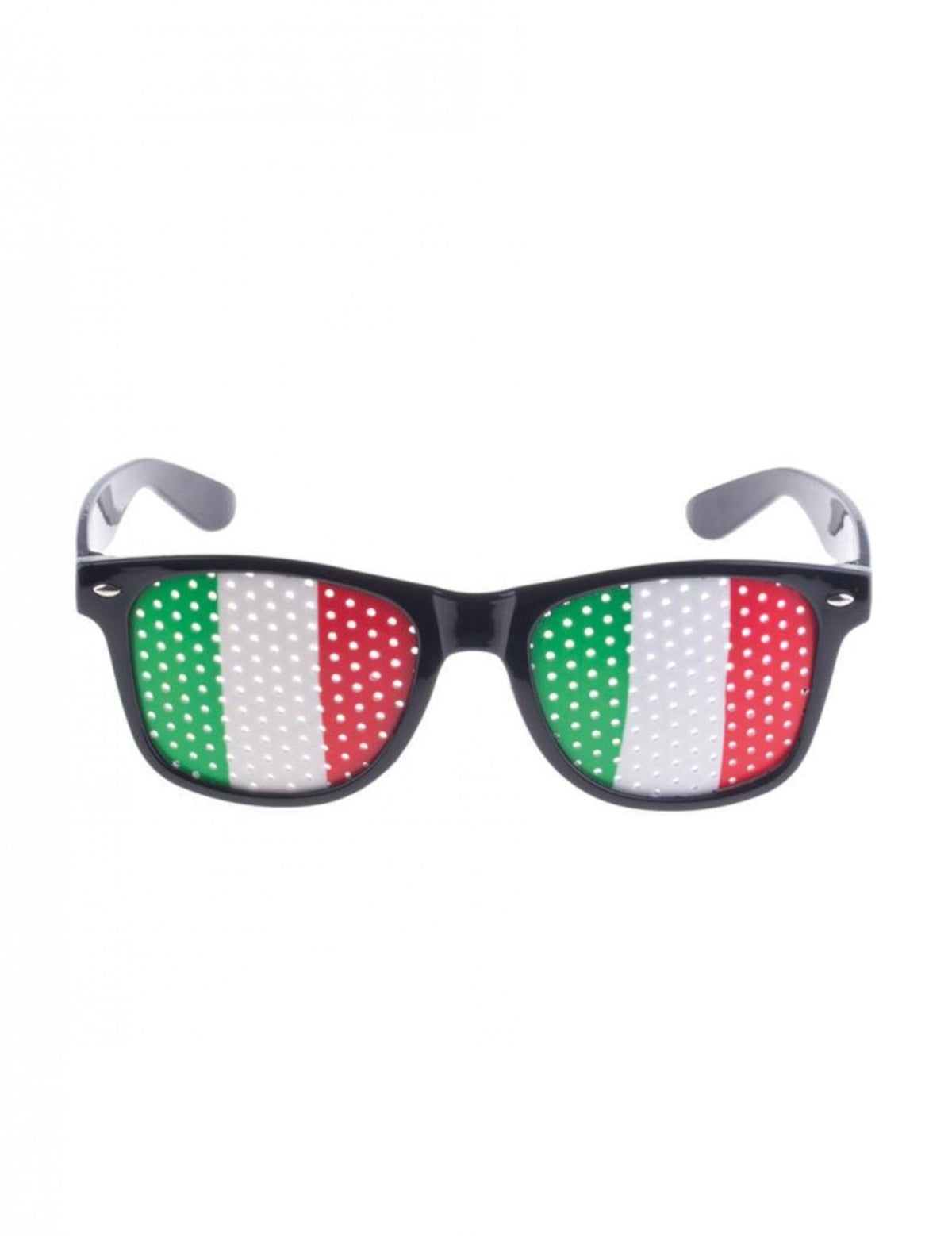 Lunettes supporter drapeau Italie pour adulte monture noire et verres perforés tricolores