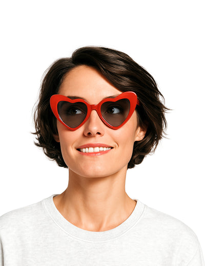 Lunettes vintage cœur pour adulte rouge