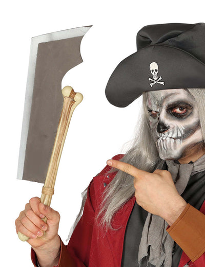 Machette avec os pirate pour adulte gris et beige