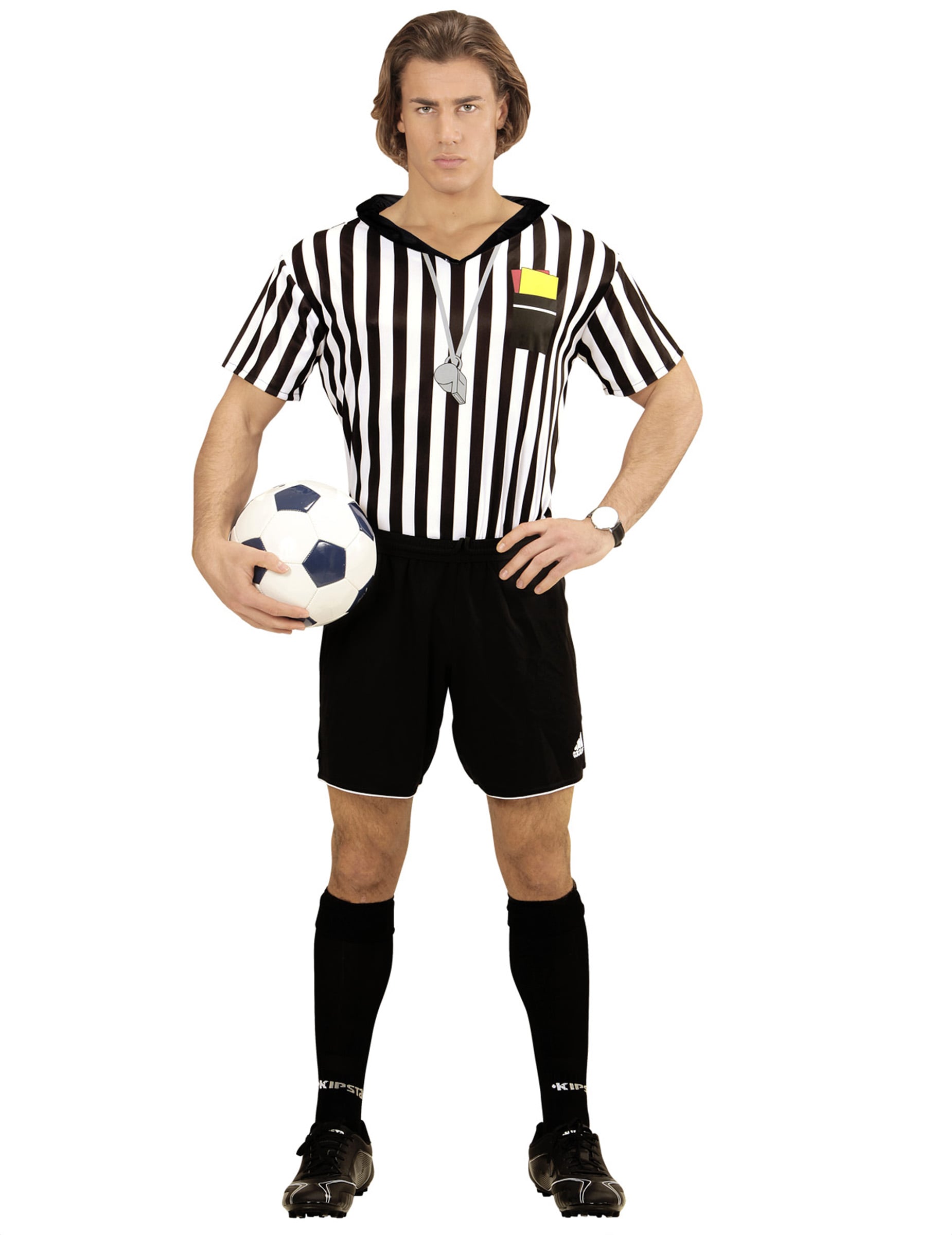 Vue d'ensemble avec ballon de football du maillot d'arbitre pour adulte