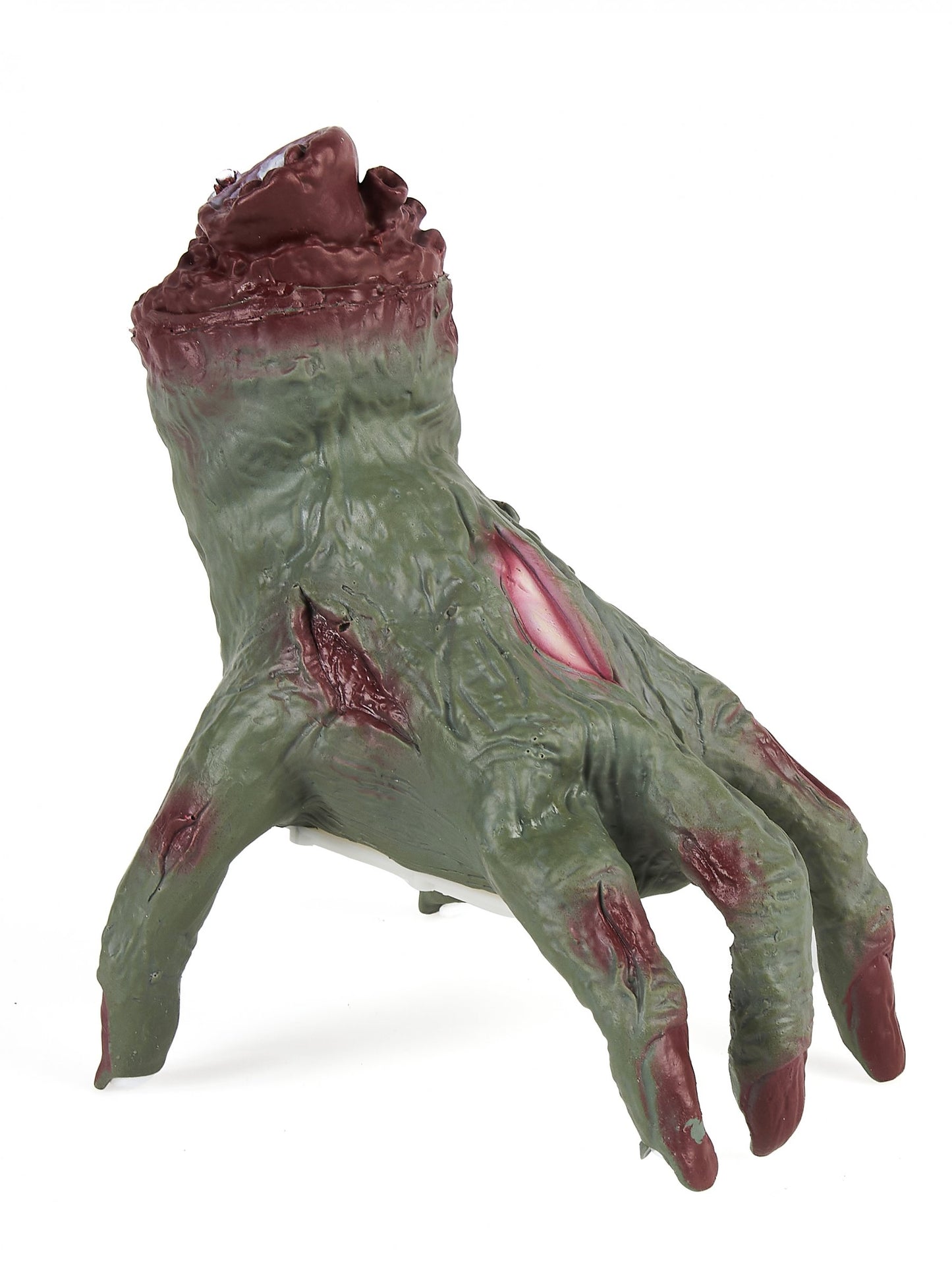 Main de zombie pour Halloween verte et sanglante avec son et mouvement