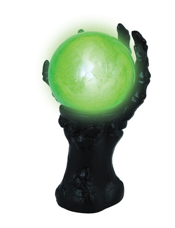 Fekete csontvázkéz világító kristálygömbbel