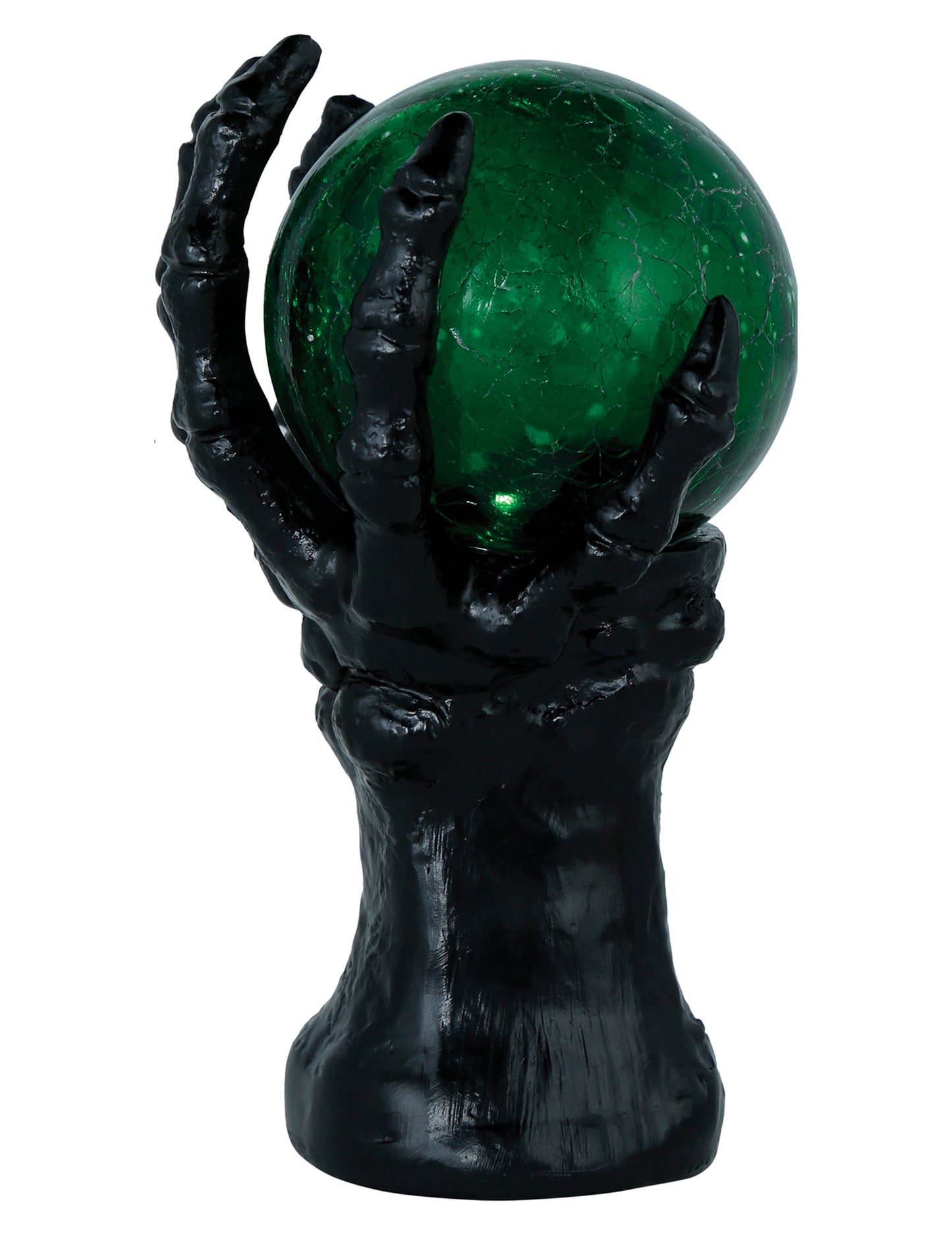 Fekete csontvázkéz világító kristálygömbbel