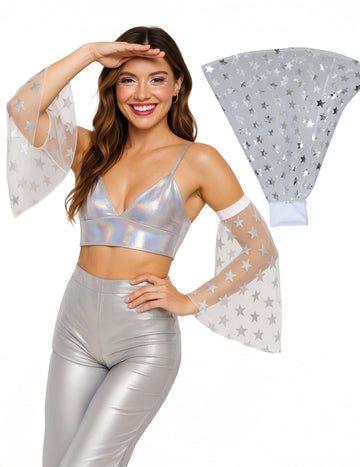 Ezüst csillagos disco mandzsetták 