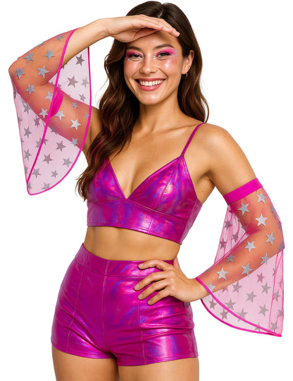 Rózsaszín csillagos disco mandzsetták 