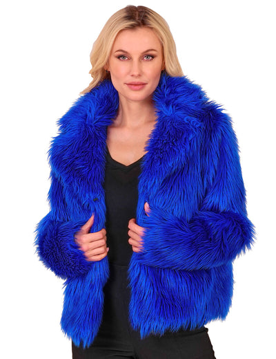 Manteau en fausse fourrure bleu foncé adulte