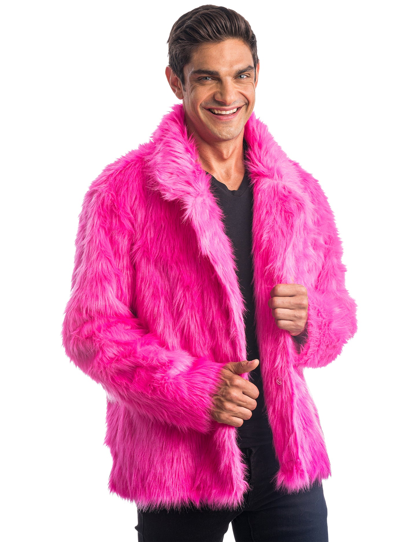 Manteau en fausse fourrure rose pour adulte rose flashy