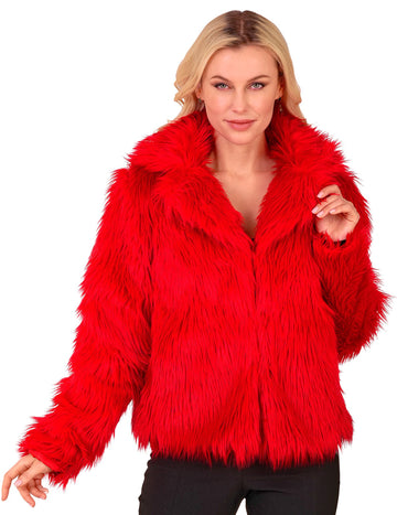 Felnőtt piros műszőrme kabát