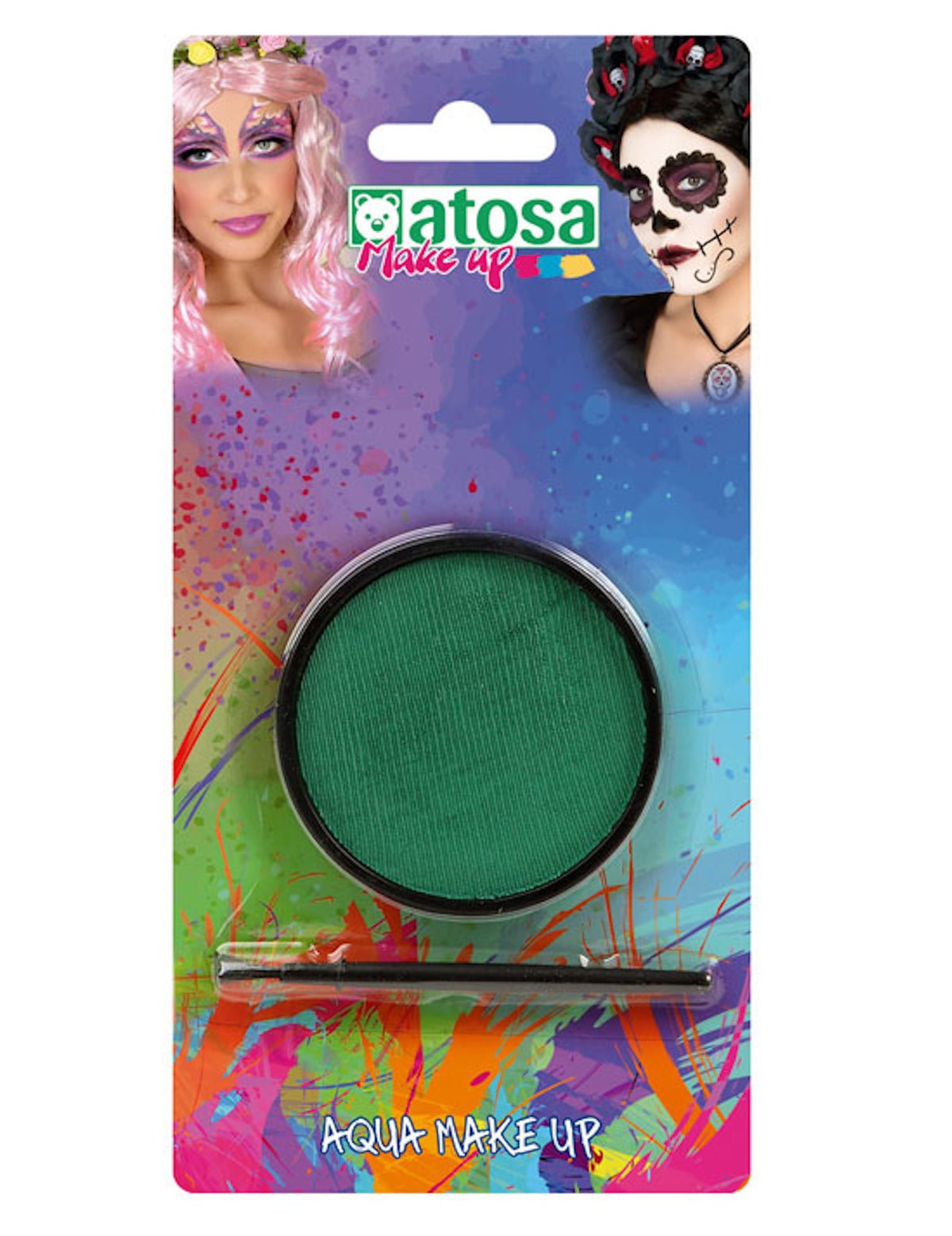 Maquillage à l'eau vert irisé pailleté