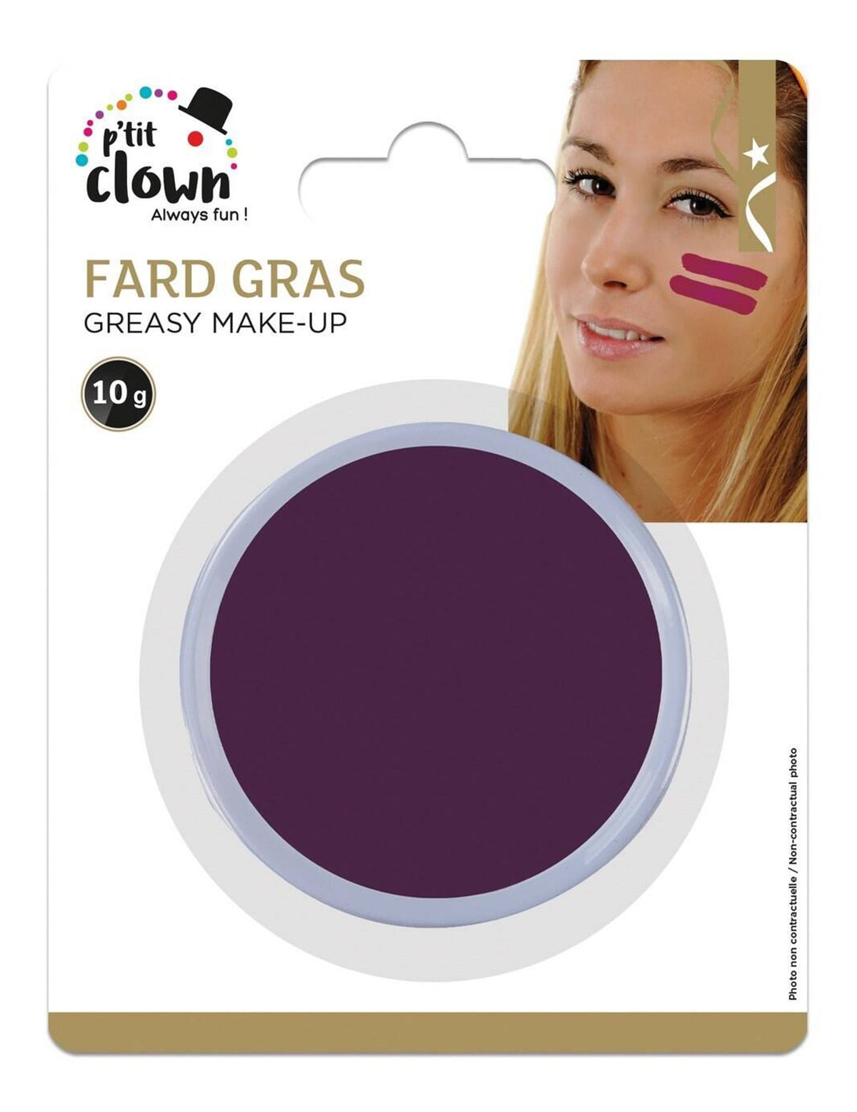 Vue du packaging du maquillage fard gras pour adulte violet