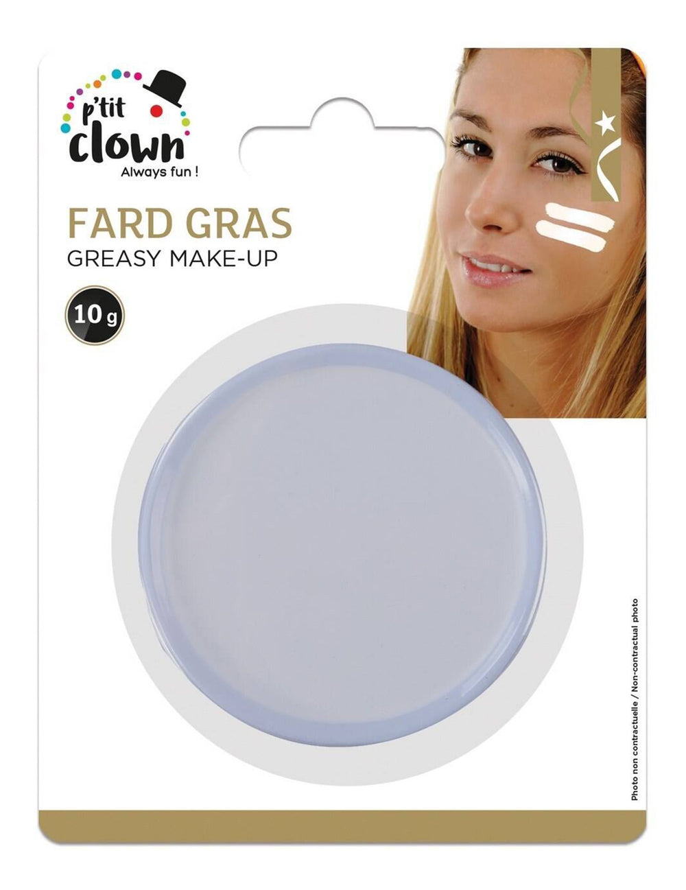 Vue du packaging du maquillage fard gras pour adulte blanc