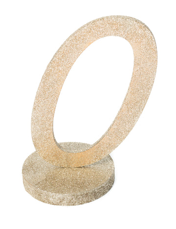 0-ás számú asztaldísz, csillogó fa, pezsgőszín 20 cm stabil talppal