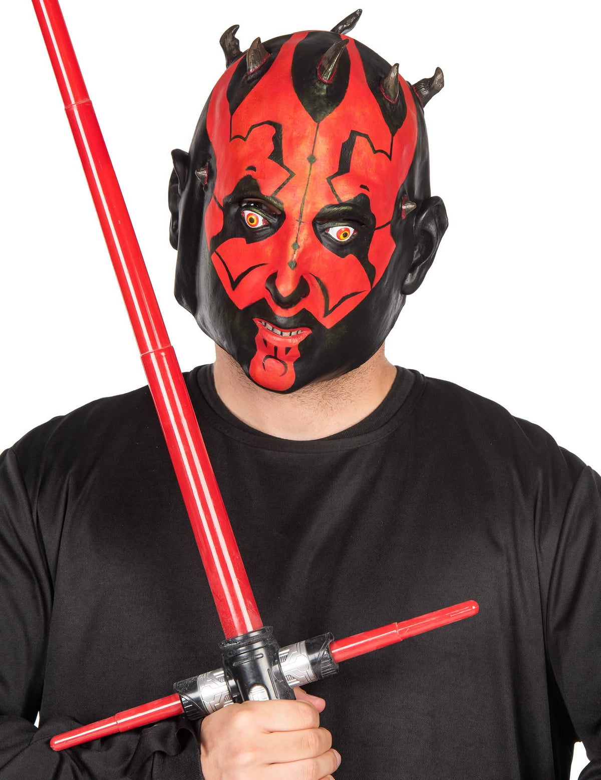 Darth Maul Star Wars 3/4 maszk felnőtt számára, piros és fekete, szarvakkal