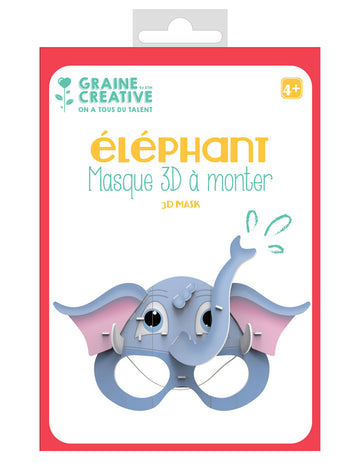 3D-s kartonból készült elefántmaszk összeszereléshez, 16 x 23 cm, gyermek kreatív készlet