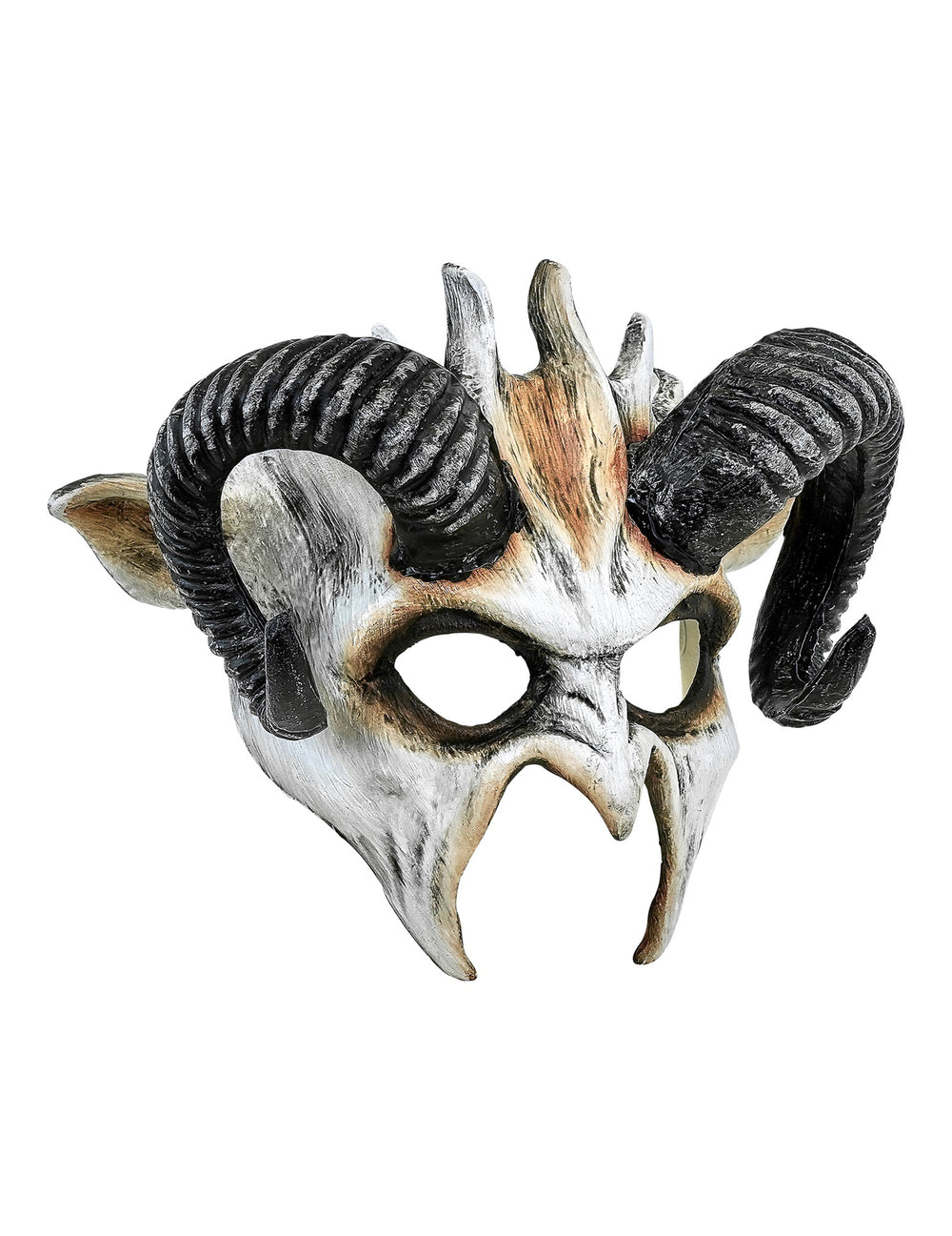 Vue de profil du masque de démon à cornes