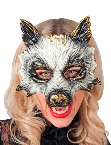 Felnőtt aranyozott farkasmaszk
