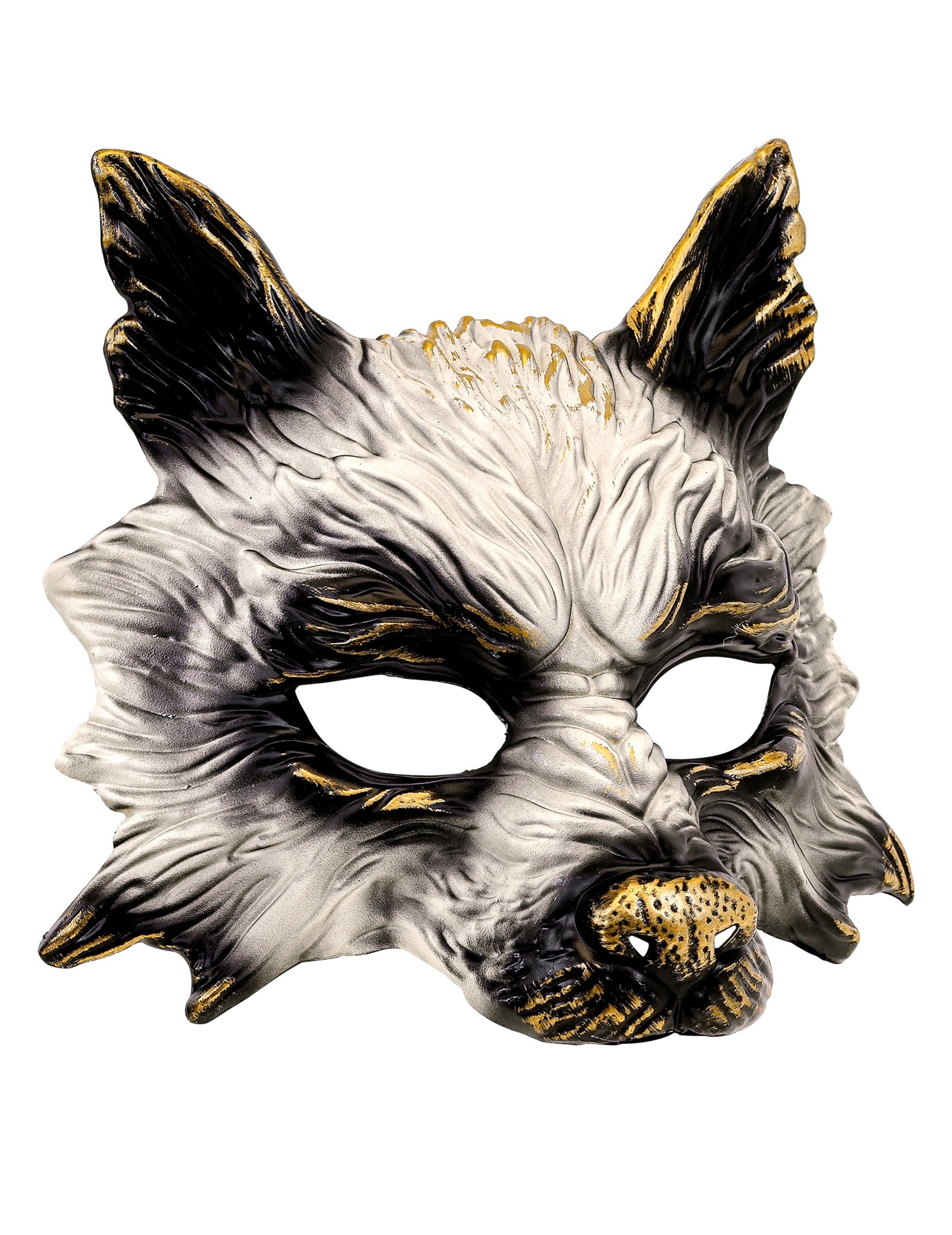 Vue de trois-quarts du masque de loup pour adulte