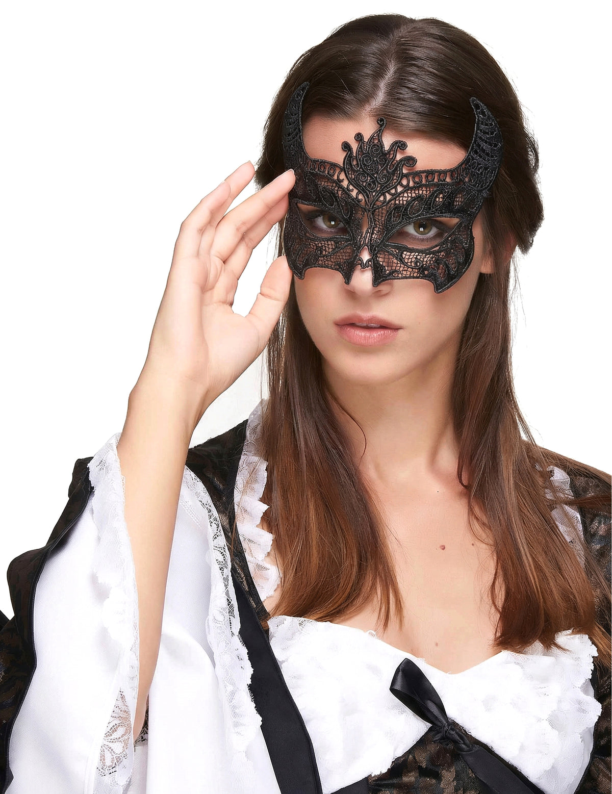 Masque en dentelle pour femme noir
