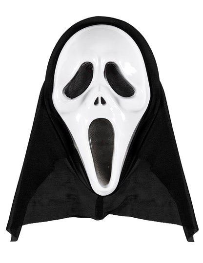 Masque fantôme tueur pour adulte blanc et noir avec cagoule