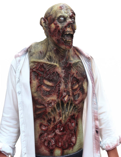 Vue de profil du masque intégral et buste zombie