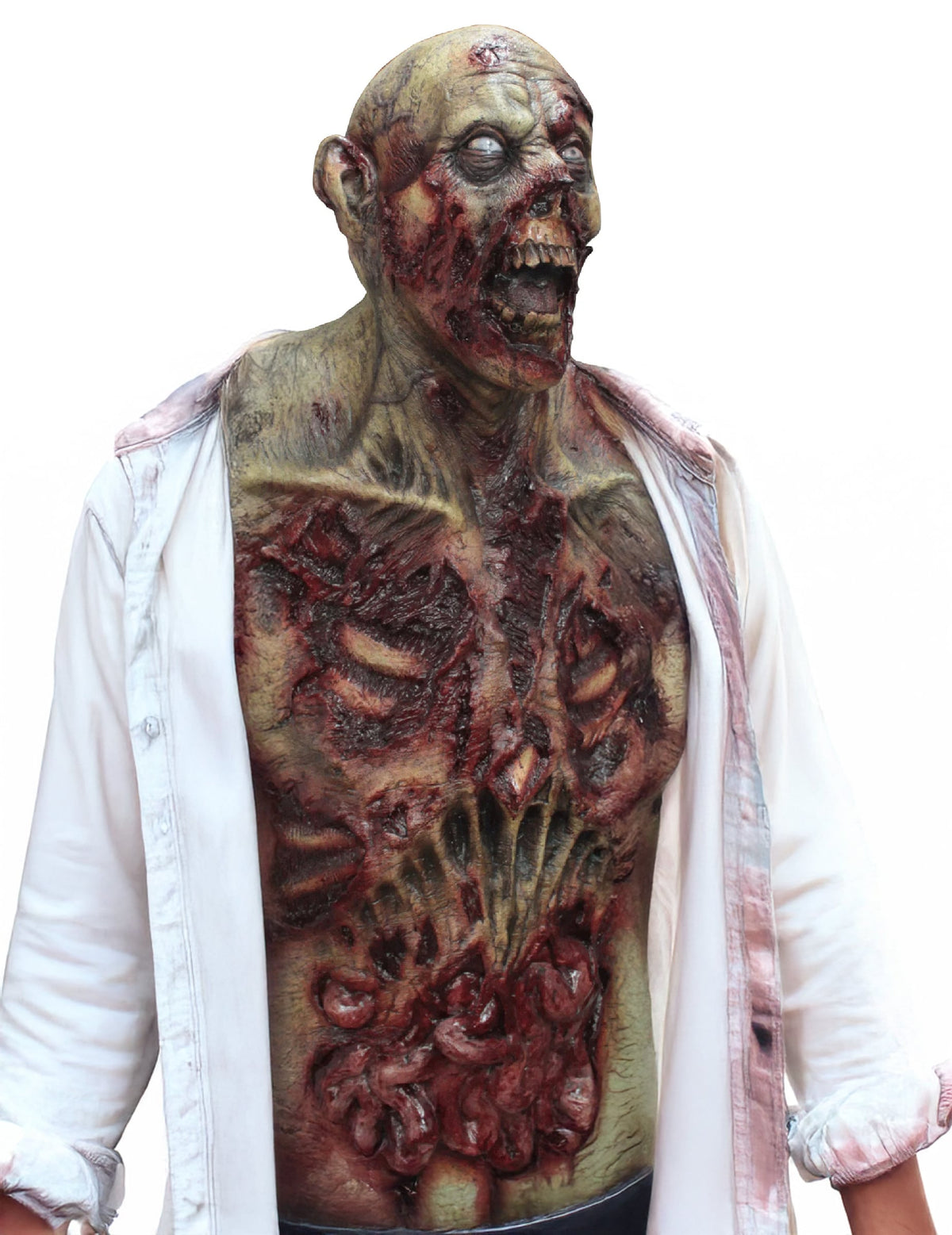 Vue de profil du masque intégral et buste zombie