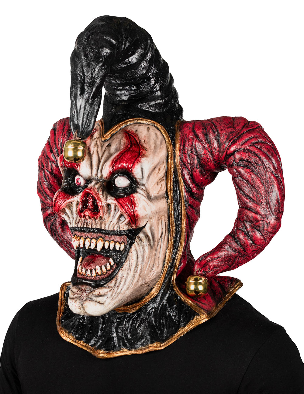 Vue de trois-quarts face du masque intégral joker démoniaque