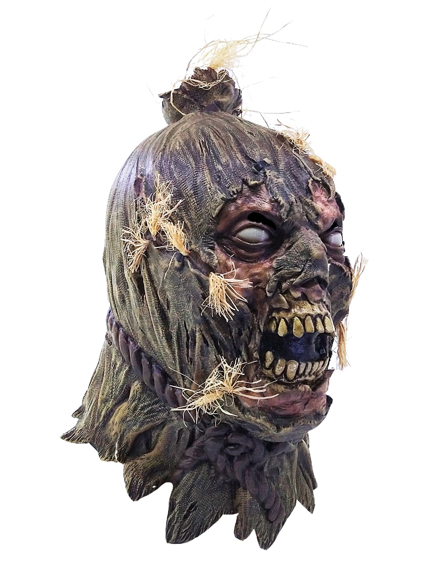 Vue de trois-quarts du masque intégral zombie épouvantail