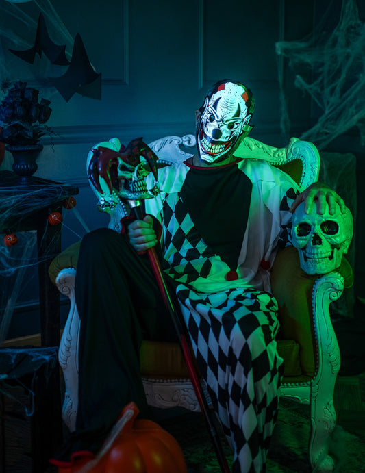 Mise en situation du masque joker lumineux pour adulte
