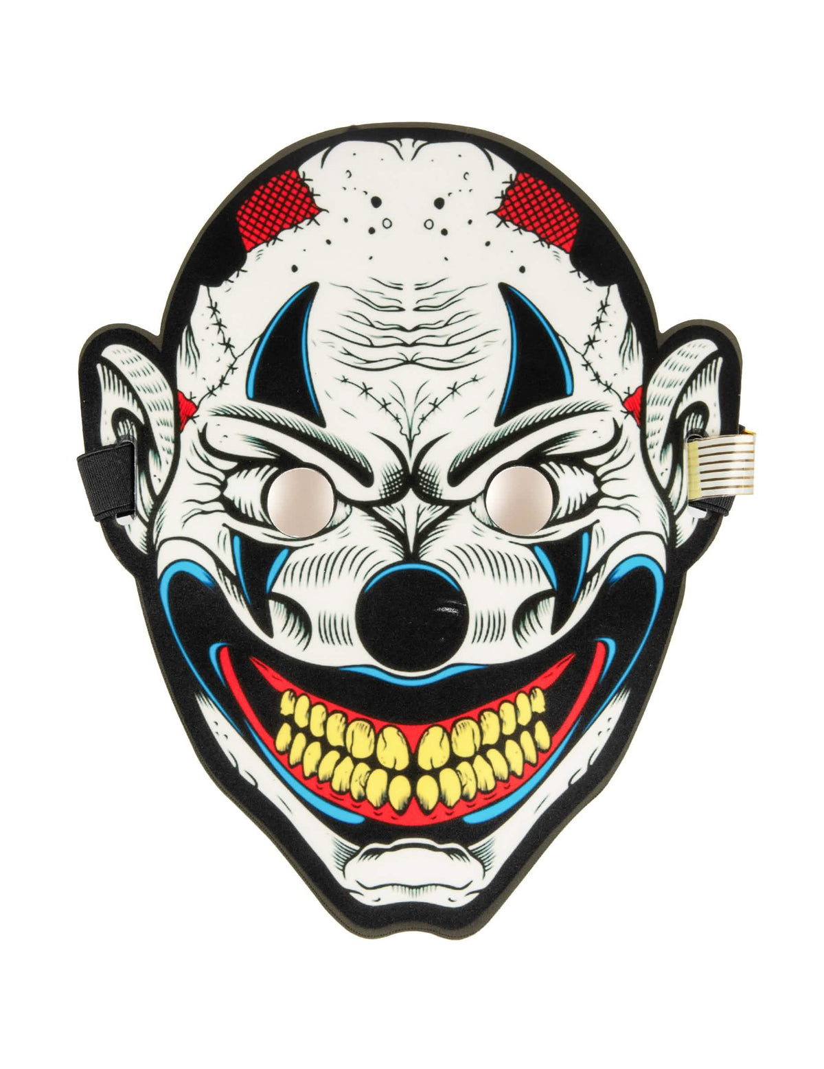 Világító joker maszk felnőttnek fehér, fekete és piros