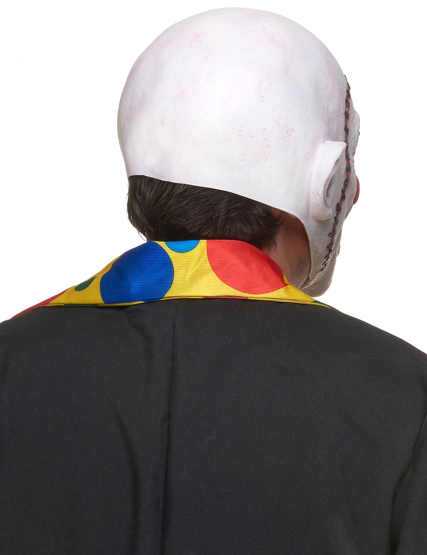 Vue de dos du masque latex clown crâne recousu pour adulte