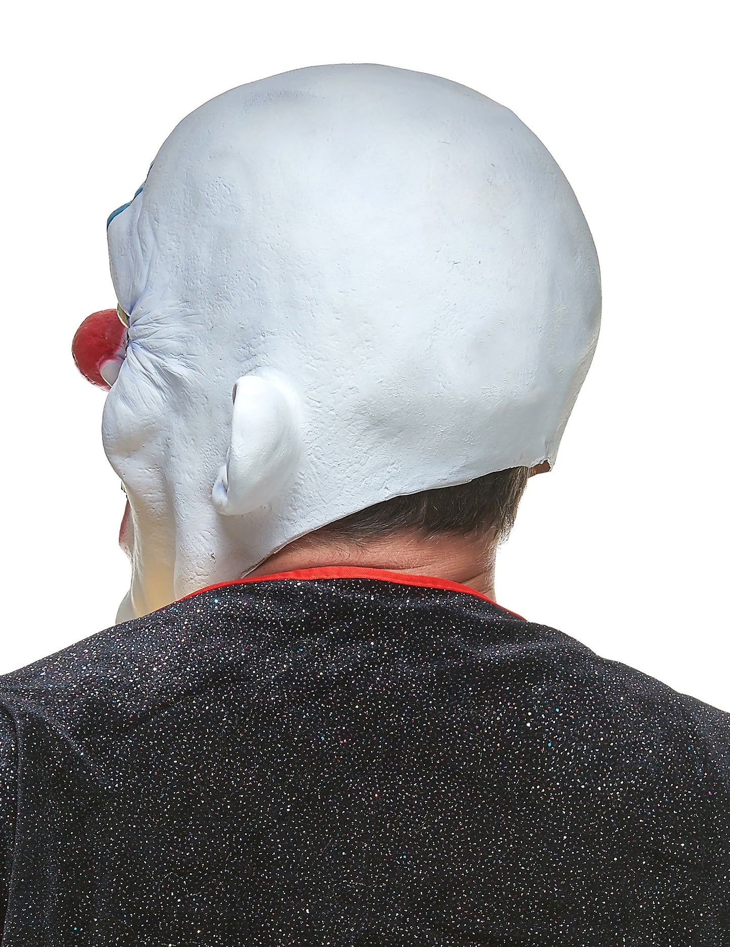 Vue de dos du masque latex clown diabolique