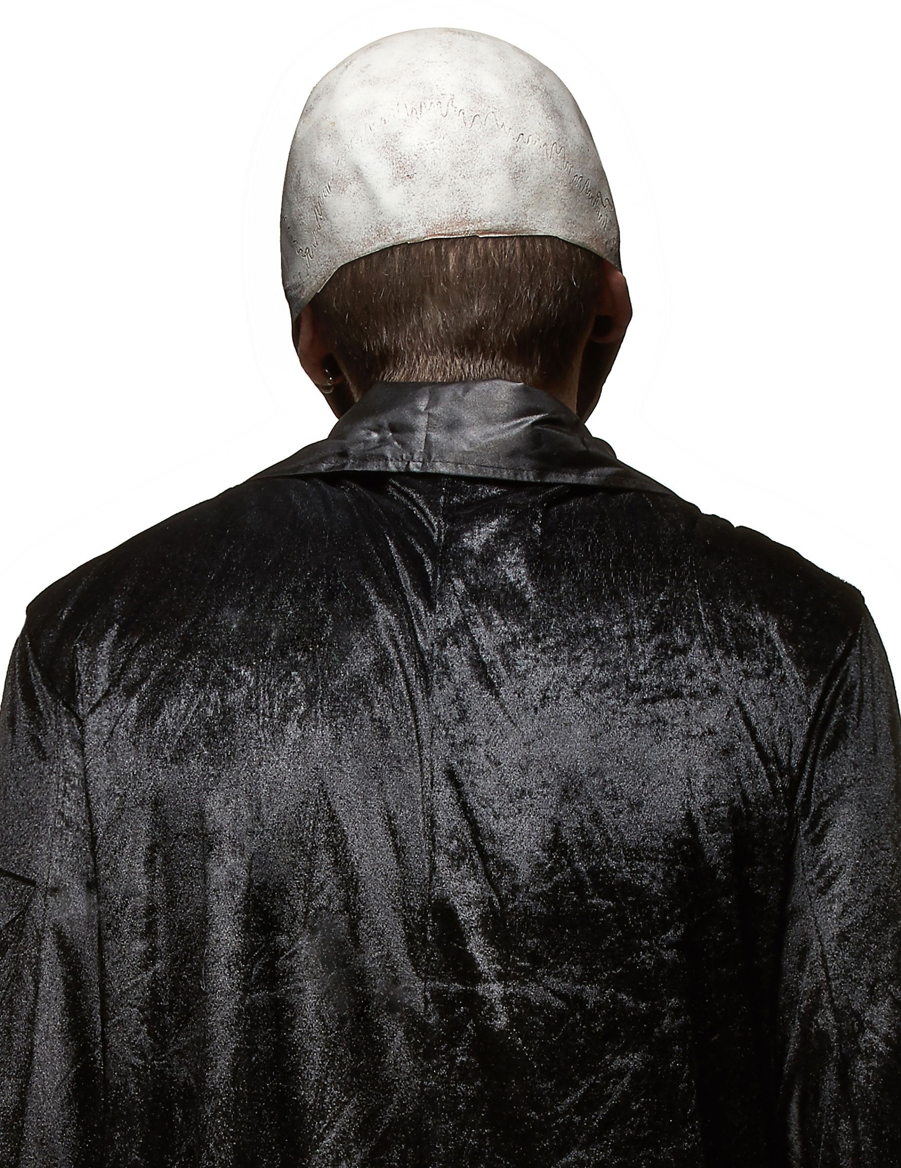 Vue de dos du masque latex crâne effrayant